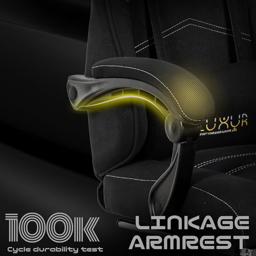 Image of Dr Luxur Musclerice Fabric Gaming Office Chair Ergonomic Lumbar Support, High Back Chair, Swivel Chair with Footrest, Removable Neck, Linkage Arm Rest (Musclerice Fabric)