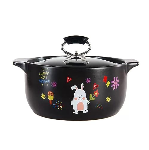Cacerola de Barro para Uso doméstico, Resistente a Altas temperaturas, de combustión Directa con Llama Abierta, Ideal para sopas y gachas. Olla Especial con Forma de Conejo para Cocina de ga