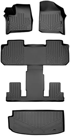 MAXLINER Floor Mats 3 Rows and Cargo Liner Behind 3rd Row Set Compatible with 2018-2022 Chevrolet Traverse with 2nd Row Bucket Seats