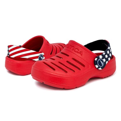 Image of Nautica Kids Clog Sandals - Slip-On Lightweight Water Shoes with Adjustable Heel Strap - Comfortable EVA Slip-Resistant Clogs for Boys & Girls - Toddler & Youth Sizes