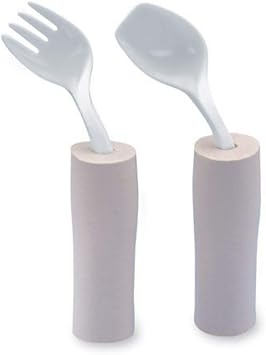 SP Ableware Easy Grip Cutlery Curved Pediatric Fork and Spoon with Built up Handle 746331000