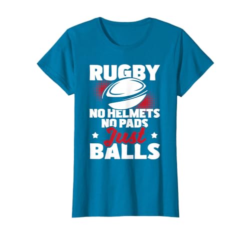 Rugby No Helmets No Pads Just Balls - Rugby Player Coach T-Shirt, Women, Sapphire Blue, Large