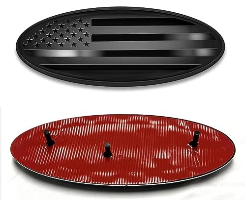 Image of 9 inch(About 22.9 cm) Flag of The United States Badge, Front Grille Tailgate Badge Oval 9 inch x3.5, Decal Badge nameplate for F150, F250, F350, Edge, Explorer, Range (Black)
