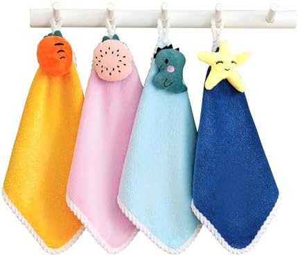 Gouccpu Hanging Hand Towels for Kitchen Bathroom,4 Pack Super Soft Hand Dry Towels with Hanging ...