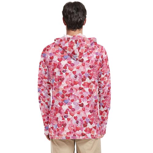 Cartoon Cute Love Hearts Men's Sun Shirts Hoodies Long Sleeve Rash Guard Shirts Fishing Shirt UPF 50+ S3