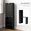 HOMCOM Scrivania con Libreria e Lavagna, Scrivania Salvaspazio con Piano Pieghevole in Legno di Pino, Tavolo da Lavoro con Ripiani Regolabili, per Cameretta, Studio, Ufficio, 98x51x153 cm, Nero #2