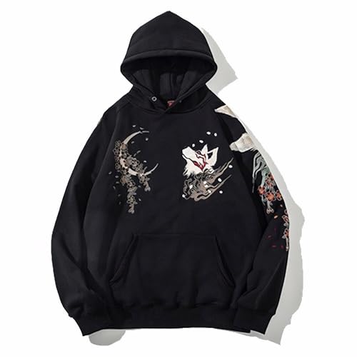 Cool Fox Embroiderd Hoodies Japanese Embroidery Hoodie Men Black Streetwear Sweatshirt Mens Fashion Pullover2