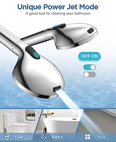 MakeFit Handheld Shower Head with Filter - High Pressure Shower Head with 10 Spray Modes, Hard Water Softener Showerhead with Hose, Bracket and Shower Filters to Remove Chlorine and Heavy Metals