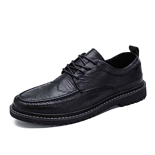 Men's Comfortable Casual Leather Oxford Slip on Lace up Wingtip Shoes Moc Toe Oxfords Business Casual Dress Tuxedo Shoes