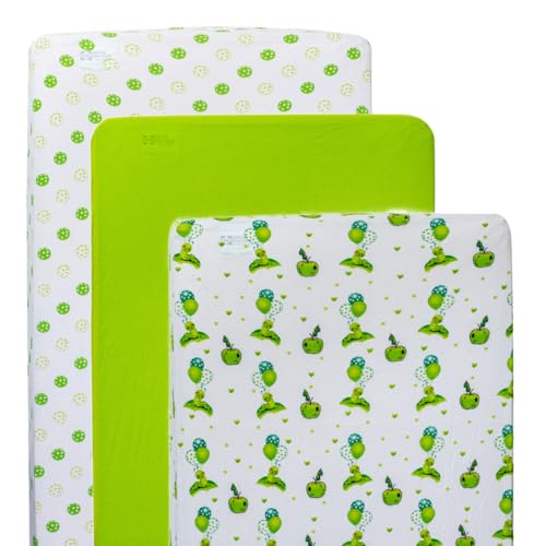 Image of 3 Pack Crib Sheets - Ultra Soft Jersey Cotton Baby Crib Sheets, Breathable Fitted Sheets for Standard Crib Mattress (52 inch x 28 inch), Baby Boy Crib Bedding Set - Green Caterpillar