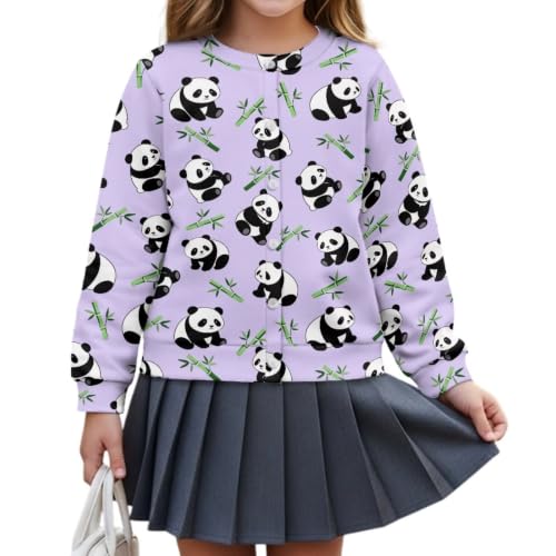 Image of Girls Cardigans Sweater Long Sleeve Crew Neck Button Down Sweaters School Outerwear for Kids Fall Winter Tops