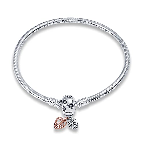 XWN Schlangenkettenuhrarmband, 925 Sterling-Silber-Rundverschluss-Charm-Silberarmband-Schmuck-Geschenk, geeignet für europäische Charms, ideal für Frauen und Mädchen.X96-124