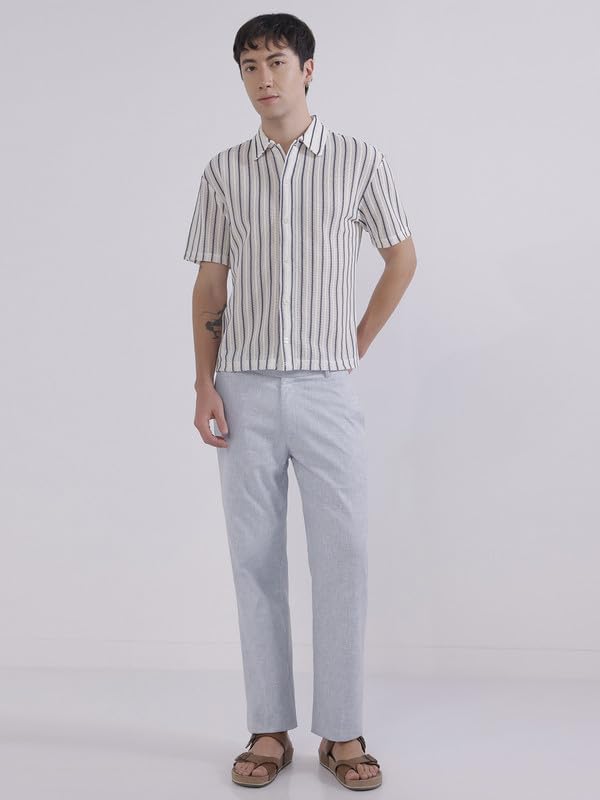 Image of TAHVO Men's Slim Fit Linen Tailored Trousers