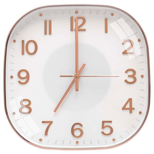 Image of TEKCOOL Plastic Analogue Wall Clock 12 inch Silent Quartz Decorative Wall Clock Non-Ticking Classic Clock Battery Operated Round Easy to Read for Room /Home /Kitchen /Bedrom /Office /School.Rose White-