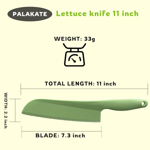 Image of Lettuce Knife to Prevent Browning, 11 inch Plastic Knife for Cutting Veggies, Fruits, Cakes, Brownies, Bread, Dishwasher Safe (2, Blue)