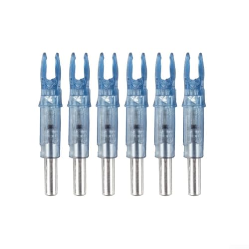 Qualoramall Culatines de flecha con luz LED para ejes de fibra de vidrio de aluminio de carbono de 6,2 mm, accesorios brillantes para caza nocturna y práctica de objetivo, juego de 6 colores mezclados