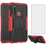 Asuwish Phone Case for Xiaomi Redmi Note 8 with Screen Protector Cover Flim and Stand Kickstand Slim Hard Rugged Hybrid Cell Accessories Xiami Xiomis Xiome Redme Note8 Notes 8s Cases Black Red