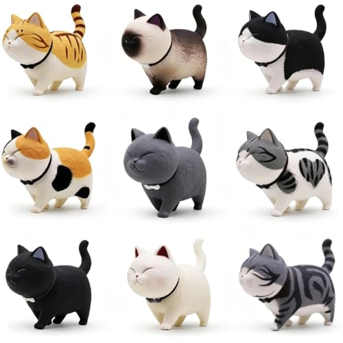 X Hot Popcorn 9 Pcs Cat Magnets for Refrigerator, 3D Cat Fridge Magnets