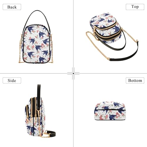 susiyo Spring Birds Swallow Small Crossbody Bags Shoulder Bag for Women Multi Zipper Stylish Ladies Messenger Bags Phone Purse Handbag Wallet4