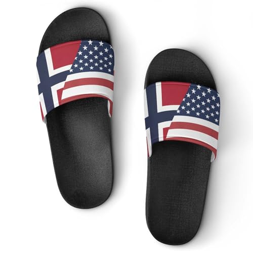 U.S. Norway Flag House Sandals Non-Slip Bathroom Slippers Beach Summer Shoes for Men Women