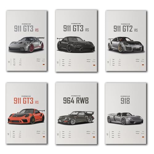 Cadeau affiche de voiture de course lot de 6 impressions de sport deco chambre et bureau