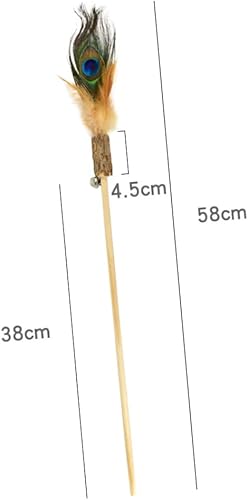 Miniatura 2 de iplusmile 2 piezas de atrapador de pesca Charmer Teaser interesante pavo real de madera para gatos artificiales, varitas masticables, suministros de