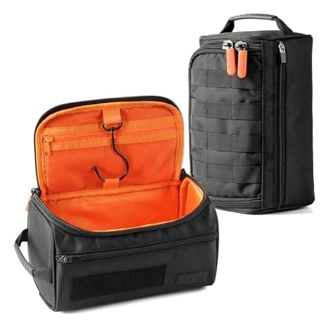 Fitdom Hanging Toiletry Bag Tactical Dopp Kit Case For Men. Perfect For Travel & Storage. Fits Large & Small Cosmetic, Clipper, Toothbrush, Shaving & Shower Care. Best Overnight Organizer Cover