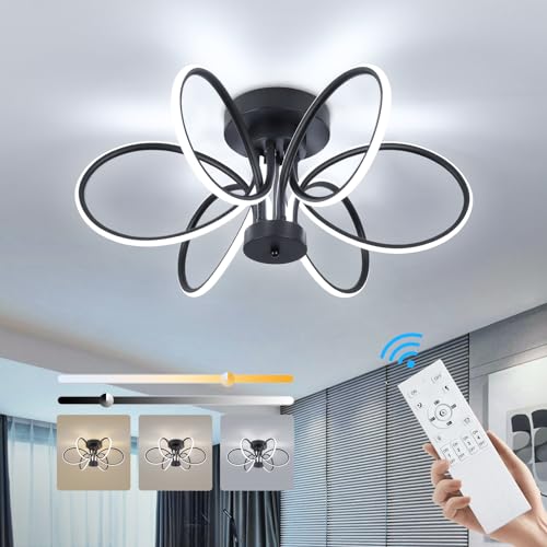 Plafond LED dimmable 3000K-6000K au design noir haut de gamme