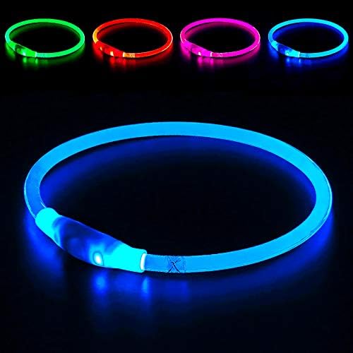 BSEEN LED Dog Collar, USB Rechargeable, Glowing Pet Dog Collar for Night Safety, Fashion Light up Collar for Small Medium Large dogs