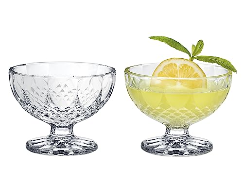 MARTVIA Ice Cream Glasses Cups Dishes for Desserts,Fruit, Sundae, Jellies and Pudding Glass Serving Bowls, Perfect for Home, Restaurants and Parties Dishwasher Safe (Royal Bowls, Set of 2) 200 ml