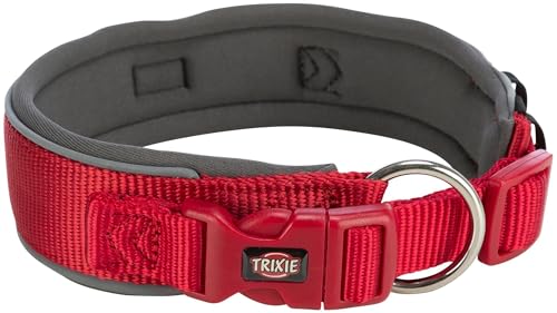 TRIXIE Collare di alta qualità, taglia L-XL, circonferenza collo 53 – 62 cm/50 mm in rosso, collare regolabile per cani di taglia media e grande, imbottito in neoprene, 1995903