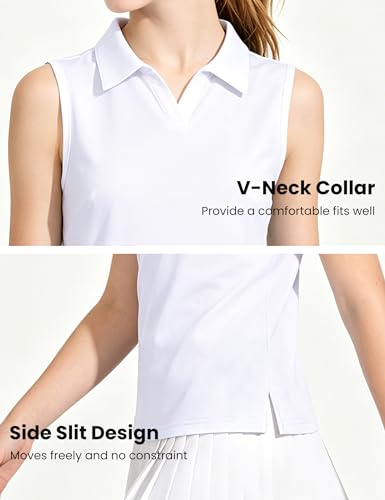 Image of Auranso Girls Polo Shirts Sleeveless Golf Tennis Quick Dry T-Shirts Tops