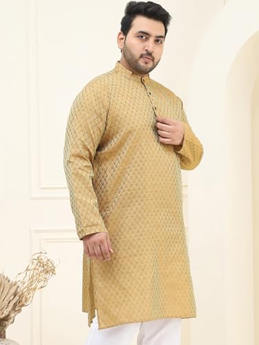 Image of SOJANYA Plus (Since 1958) Men's Cotton Linen Foil Printed Only Long Kurta