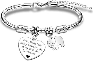 HULALA Mum Bracelet Jewellery Gifts From Daughter Son Mummy Mother Birthday Christmas Mothers Day Presents - Everything I Am Today I Owe To You As My Mum And Best Friend