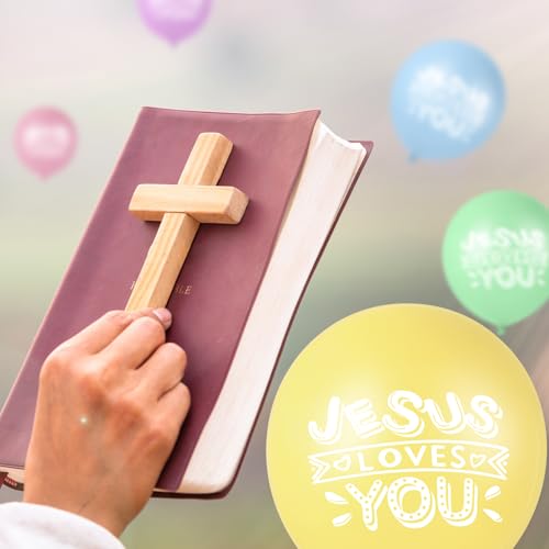Image of Gejoy Jesus Loves You Balloon 12 Inch Latex Christian Religious Jesus Balloon Party Decor for He Is Risen Party Decor Favor Cross Church Event Birthday Sunday Supplies(Macaron Colors,60 Pcs)