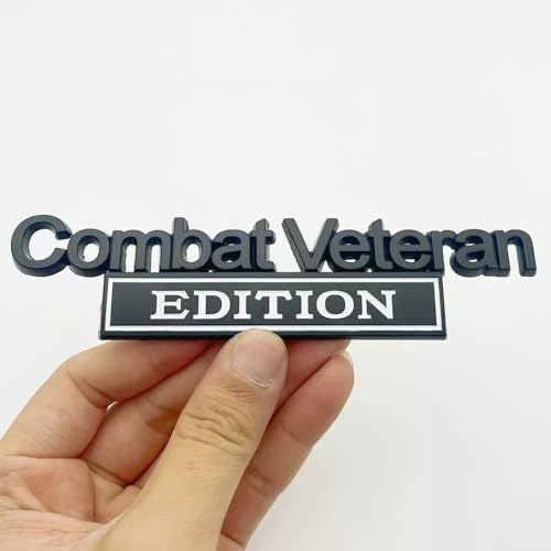 Image of Pair Set Combat Veteran Edition Emblem 3D Badge Raised Decals Exterior Truck Stickers Replacement for Universal Vehicle, SUV, Motorcycle, (Black White)