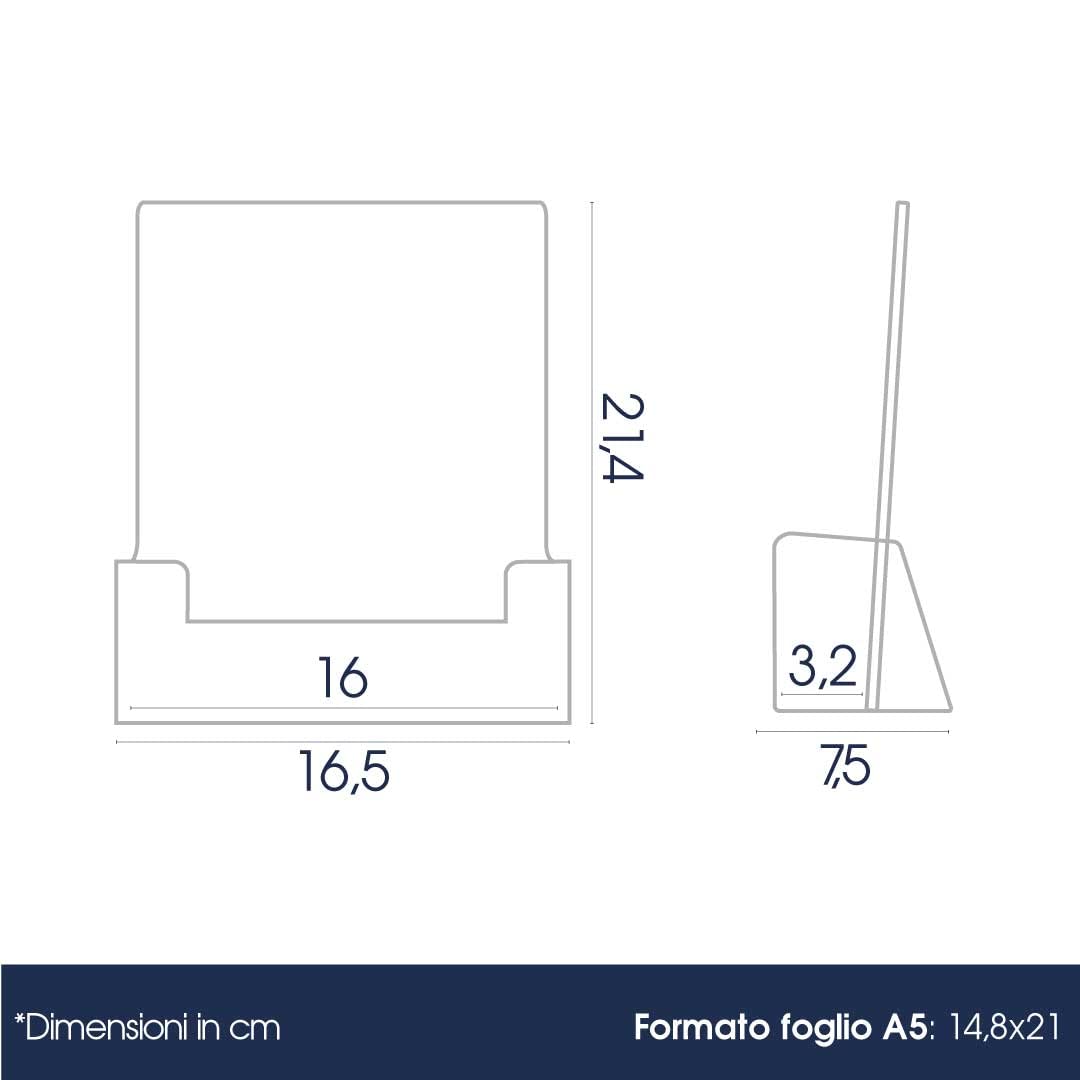 Danieli | Espositore A5 Porta Depliant da Tavolo in Acrilico Trasparente - Espositore Brochure da tavolo - Espositore da banco Porta Volantini, Cartoline e Biglietti (5)