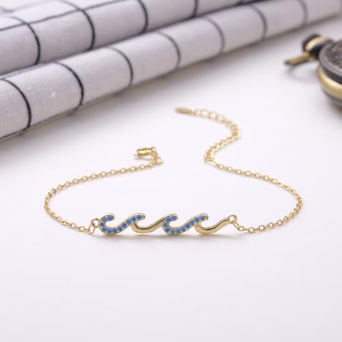 Image of Kvekstio Best Friend Gift, Sparkling Wave Charm Friendship Bracelet for BBF Bestie Sister Friends, Through The Waves of Life