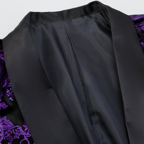 Cambkatl Men's Slim Fit Paisley Blazers Vintage One Button Tuxedo Suit Jackets Casual Sports Coat for Wedding Dinner Party4