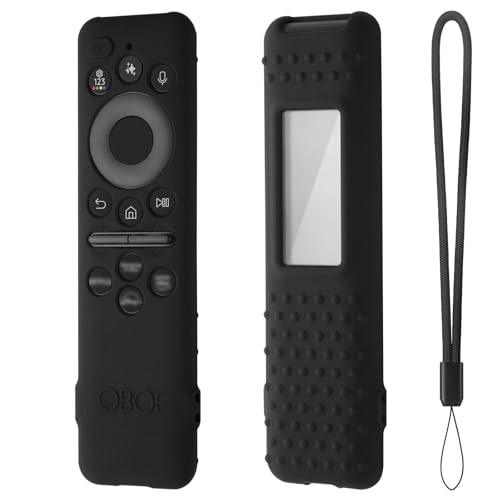 Image of Oboe Silicone Tv Remote Cover Compatible with Samsung Smart Tv Remote 2025 Model TM2360 E Full Wrap Protective Case with Lanyard (J-Black) [Remote NOT Included]