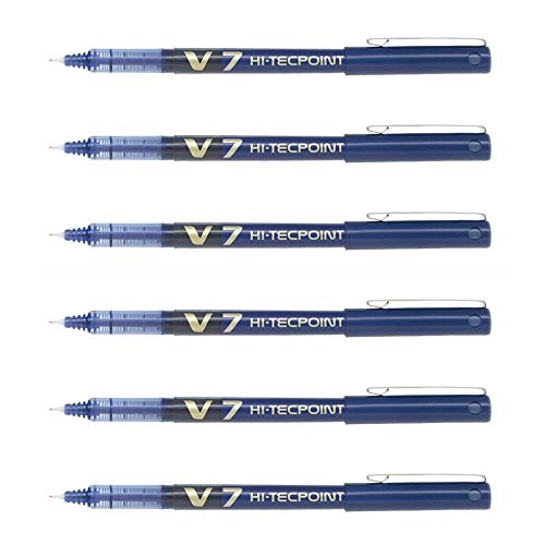 Pilot Hi-Tecpoint V7 Liquid Ink Paste Medium Blue (Pack of 6