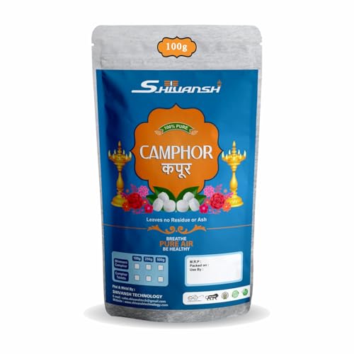 Image of SHIVANSH TECHNOLOGY Camphor Tablets 100g | Bhimseni Kapoor Original for Puja, Meditation & Pooja Room | Pure Bhimseni Camphor with Refreshing Fragrance | Kapoor for Puja & Religious Rituals