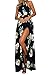 ZESICA Women's Halter Neck Floral Print Backless Split Beach Party Maxi Dress, Dark Blue, Small