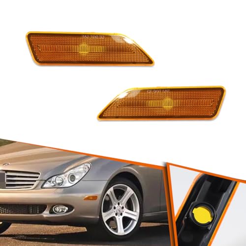 ADIIL For 2006-2011 Mercedes Benz W219 CLS-Class Amber Lens Front Bumper Side Marker Light Kit no Bulbs OEM Side Marker Replacement
