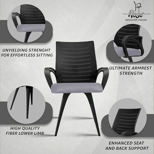 Image of ROSE Elite | 3 Years Brand Warranty | Ergonomic Office Chair, Study, WFH, Revolving, Rolling, Desk, Task, Laptop, Student Chair (Grey Seat & Black Back, Elite MB Reception)