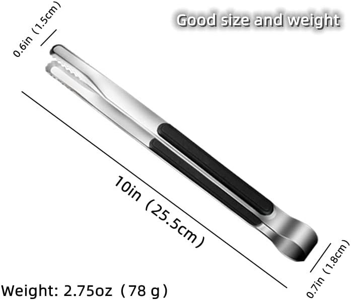 Miniatura 2 de Juego de 3 pinzas de acero inoxidable para barbacoa, pinzas resistentes para barbacoa coreana, parrilla, cocina, servir con agarre seguro (2 negros,