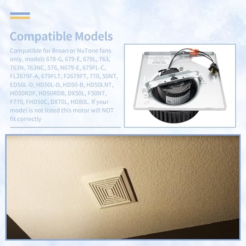 Conjunto de motor de repuesto compatible con ventiladores de extracción para baños Broan NuTone, modelo HD80L-D, 20 W, 115 V, 80 CFM, 2,5 sones miniatura 3