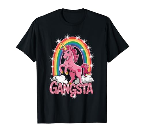 Gangsta Unicorno Divertente Ironico Hip Hop Rap Music Festival Maglietta