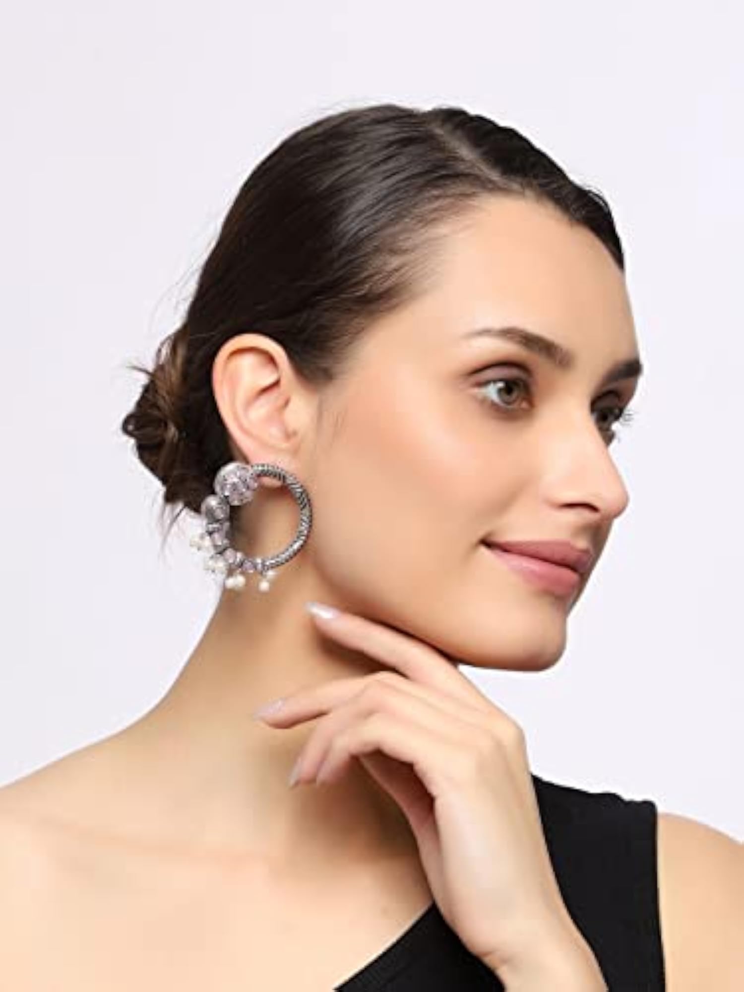 Oxidized Handmade Boho Pink Bali Stud Earrings for Women