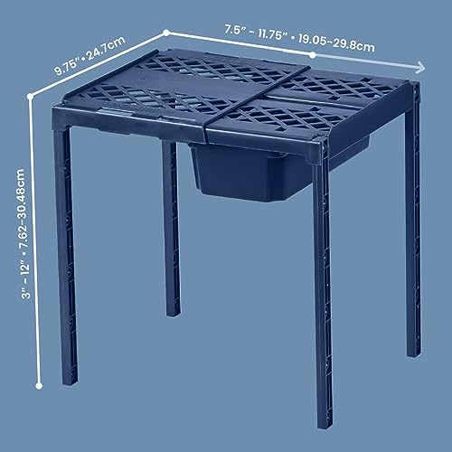 LockerMate Adjust-A-Shelf Spindregal & Organizer, ausziehbar, um Ihren Spind zu passen, einfach zu bedienen, perfekt für Schule, Arbeit, Fitnessstudio, inklusive Aufbewahrungsschublade, blau